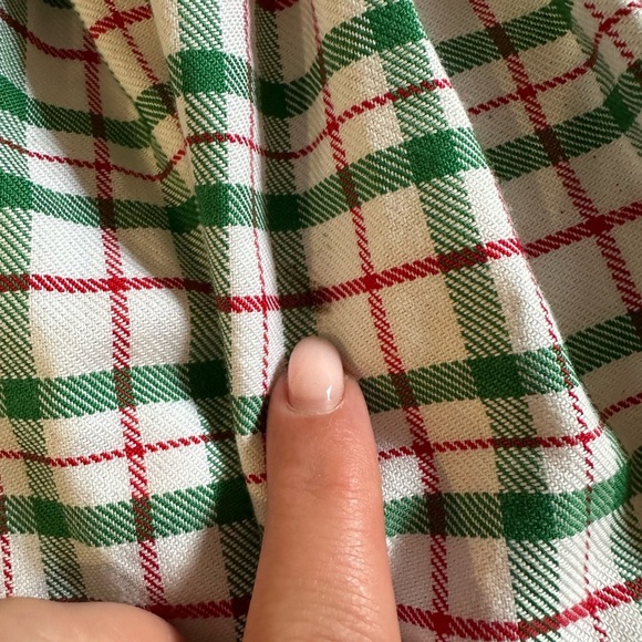 Baby Red White & Green Plaid Baby Romper Bubble Geometric Smocked Details - Picture 4 of 6